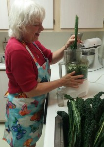 Chopping kale in food processor