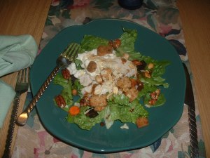 Salad with leftover Thai flounder